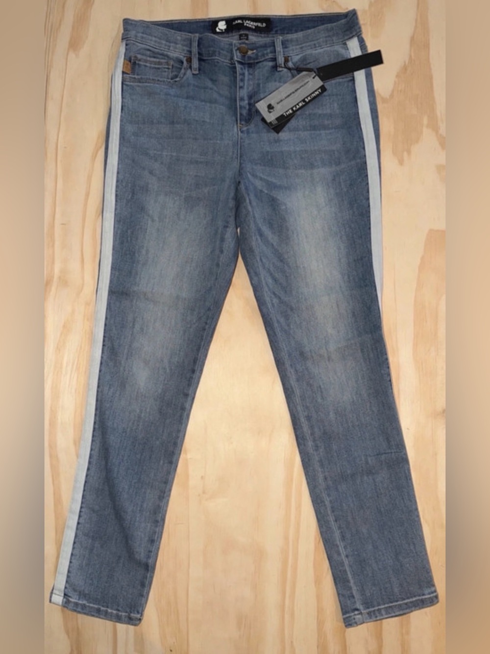Karl Lagerfeld Skinny Jeans in Light Blue with Side Stripe